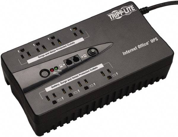 Tripp-Lite - 15 Amp, 600 VA, Flat Pack Mount Standby Backup Uninterruptible Power Supply - Backup 3 min with Full Load & 9 min with Half Load, 120 VAC Input & Output, 300 Watt Output, 1 Phases, 6 Outlets - Exact Tool & Supply