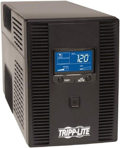 Tripp-Lite - 15 Amp, 1,300 VA, Tower Mount Line Interactive Backup Uninterruptible Power Supply - Backup 10 min with Full Load & 28 min with Half Load, 120 VAC Input & Output, 720 Watt Output, 1 Phases, 6 Outlets - Exact Tool & Supply