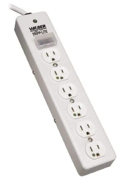 Tripp-Lite - 6 Outlets, 120 VAC15 Amps, 10' Cord, Power Outlet Strip - Floor, Keyhole Mount, 5-15 NEMA Configuration, 2-1/2" Strip - Exact Tool & Supply