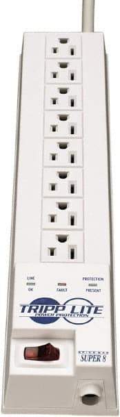 Tripp-Lite - 8 Outlets, 120 VAC15 Amps, 8' Cord, Power Outlet Strip - Floor, Keyhole Mount, 5-15 NEMA Configuration, 1-3/4" Strip - Exact Tool & Supply