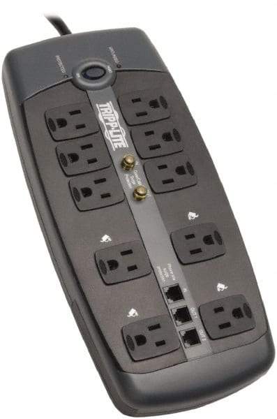 Tripp-Lite - 10 Outlets, 120 VAC15 Amps, 8' Cord, Power Outlet Strip - Floor, Keyhole Mount, 5-15 NEMA Configuration, 1.8" Strip - Exact Tool & Supply