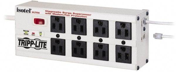 Tripp-Lite - 8 Outlets, 120 VAC15 Amps, 10' Cord, Power Outlet Strip - Floor, Keyhole Mount, 5-15 NEMA Configuration, 3-1/2" Strip - Exact Tool & Supply