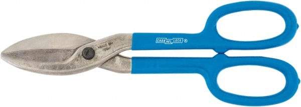 Channellock - 3" Length of Cut, Straight Pattern Tinner's Snip - 12.3" OAL, Dipped Vinyl Handle, High Carbon Steel Blade - Exact Tool & Supply