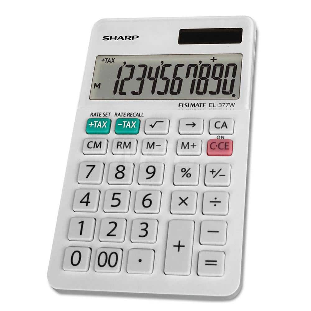 Victor - Calculators; Type: Handheld ; Type of Power: Battery; Solar ; Display Type: 10-Digit LCD ; Color: White ; Display Size: 16mm ; Width (Decimal Inch): 2.8100 - Exact Tool & Supply
