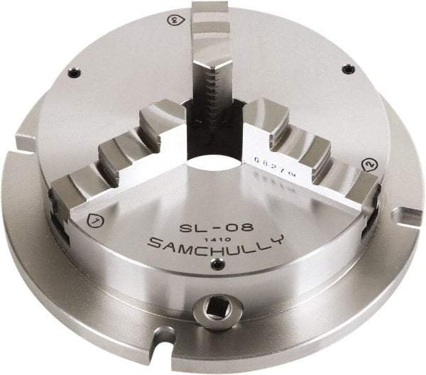 Samchully - 3 Jaw, 305mm Diam, Self Centering Manual Lathe Chuck - Plain Back Mount, Adjustable, 100mm Through Hole Diam, Forged Steel - Exact Tool & Supply