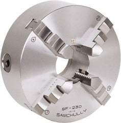 Samchully - 4 Jaw, 192mm Diam, Self Centering Manual Lathe Chuck - Rear Mount, Adjustable, 57mm Through Hole Diam, Forged Steel - Exact Tool & Supply