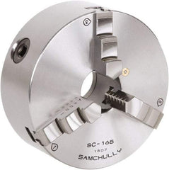 Samchully - 3 Jaw, 273mm Diam, Self Centering Manual Lathe Chuck - Rear Mount, Adjustable, 89mm Through Hole Diam, Forged Steel - Exact Tool & Supply