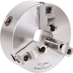 Samchully - 3 Jaw, 273mm Diam, Self Centering Manual Lathe Chuck - Rear Mount, Adjustable, 89mm Through Hole Diam, Forged Steel - Exact Tool & Supply