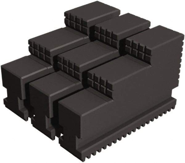 Samchully - 8" Max Chuck Diam Compatibility, Steel Serrated Hard Lathe Top Jaws - 2 Steps, 22mm Wide x 86mm Long x 65mm High - Exact Tool & Supply