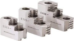 Samchully - 8" Max Chuck Diam Compatibility, Steel 1.5mm x 60° Serrated Hard Lathe Top Jaws - 2 Steps, 35mm Wide x 86mm Long x 41mm High - Exact Tool & Supply