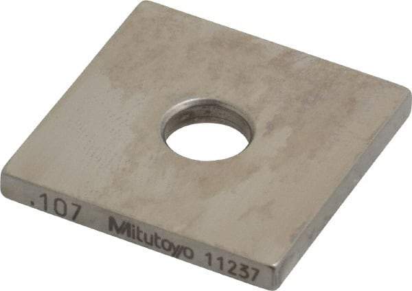Mitutoyo - 0.107" Square Steel Gage Block - Accuracy Grade 0, Includes Certificate of Inspection - Exact Tool & Supply
