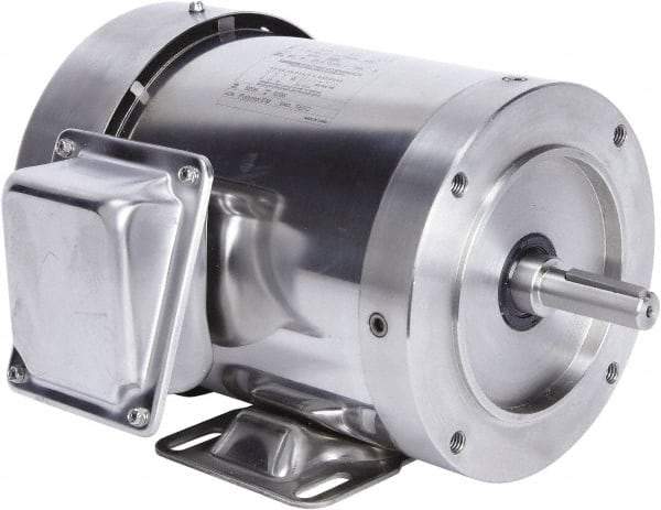 Leeson - 1 Max hp, 3,600 Max RPM, Premium Efficient Electric AC DC Motor - 230/460 V Input, Three Phase, 56HC Frame, 5/8" Shaft Diam, C-Face with Base Mount, TEFC Enclosure - Exact Tool & Supply