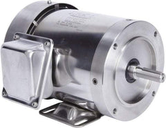 Leeson - 1 Max hp, 3,600 Max RPM, Premium Efficient Electric AC DC Motor - 230/460 V Input, Three Phase, 56HC Frame, 5/8" Shaft Diam, C-Face with Base Mount, TEFC Enclosure - Exact Tool & Supply