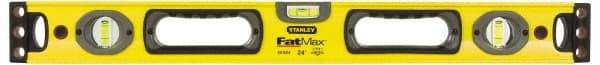 Stanley - 72" Long 5 Vial Box Beam Level - Aluminum, Yellow, 2 Level & 3 Plumb Vials - Exact Tool & Supply