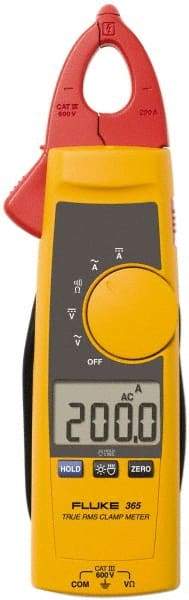 Fluke - 365, CAT III, Digital True RMS Clamp Meter with 0.7087" Detachable Jaws - 600 VAC/VDC, 200 AC/DC Amps, Measures Voltage, Current, Resistance - Exact Tool & Supply