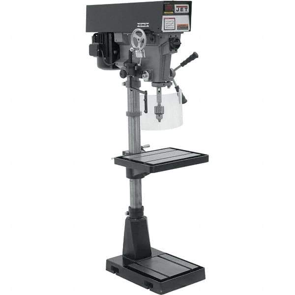 Jet - 15" Swing, Variable Speed Pulley Drill Press - Variable Speed, 1 hp, Three Phase - Exact Tool & Supply