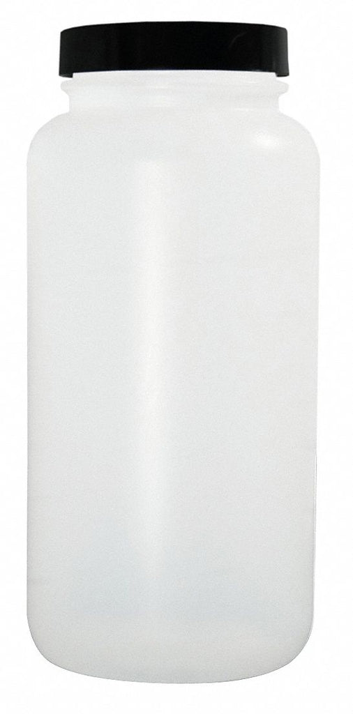 Wide Mouth Round Bottle, Sampling, Plastic, 60mL, White, 48 PK