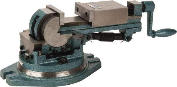 Gibraltar - 3" Jaw Width, 3-1/2" Jaw Opening Capacity, 3-Way Angle Swivel Machine Vise - Manual Operation, 1 Station, 16" Long x 6.3" High x 1-1/4" Deep, Cast Iron - Exact Tool & Supply