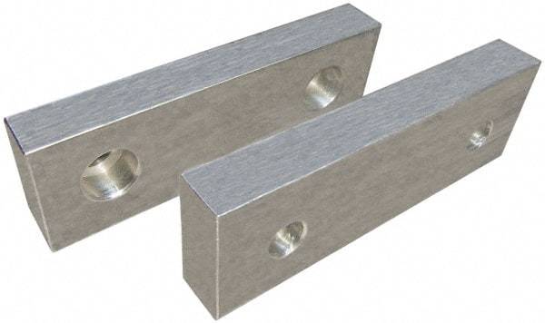 Gibraltar - 6" Wide x 3" High x 2" Thick, Flat/No Step Vise Jaw - Soft, Aluminum, Fixed Jaw, Compatible with 6" Vises - Exact Tool & Supply