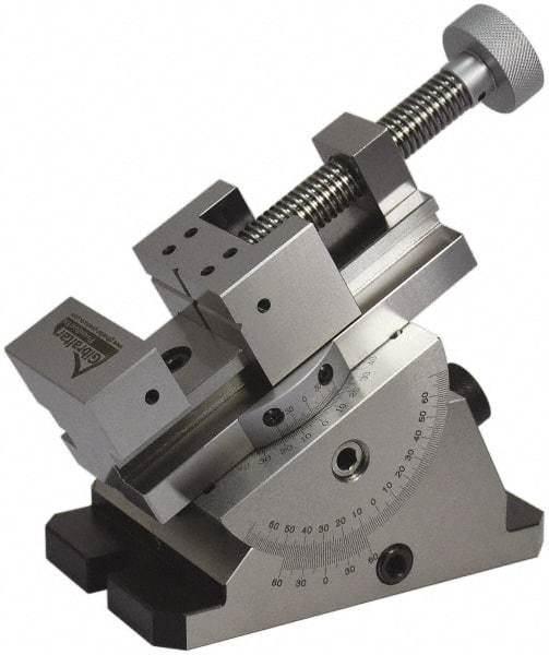 Gibraltar - 2-3/4" Jaw Width, 3" Jaw Opening Capacity, Horizontal Swivel Machine Vise - Manual Operation, 1 Station, 6.28" Long x 5.38" High x 1-3/16" Deep, Steel - Exact Tool & Supply