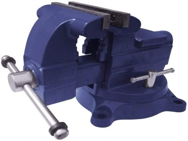 Gibraltar - 5-1/2" Jaw Width x 5" Jaw Opening Capacity, 3-7/16" Throat Depth, Bench & Pipe Combination Vise - 1/8 to 2-1/2" Pipe Capacity, Swivel Base, Bolt Down Attachment, Ductile Iron - Exact Tool & Supply