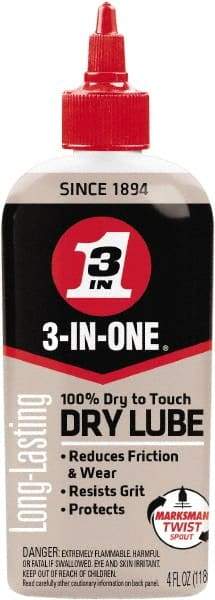 3-IN-ONE - 4 oz Bottle Dry Film Lubricant - Light Amber, 500°F Max - Exact Tool & Supply