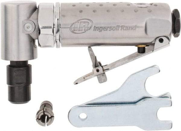 Ingersoll-Rand - 1/4" Collet, Angle Handle, Angle Air Die Grinder - 21,000 RPM, Front Exhaust, 24 CFM, 0.25 hp, 1/4" Inlet - Exact Tool & Supply
