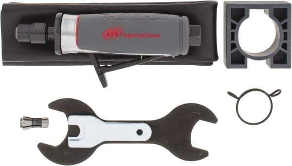 Ingersoll-Rand - 1/4" Collet, Straight Handle, Straight Air Die Grinder - 25,000 RPM, Rear Exhaust, 25 CFM, 0.4 hp, 1/4" Inlet - Exact Tool & Supply