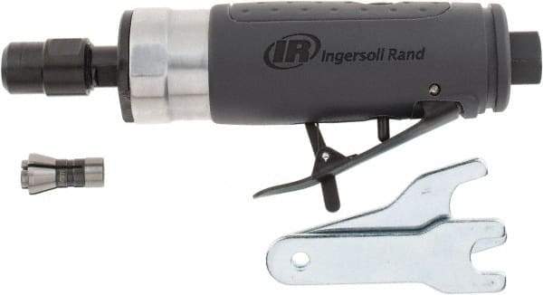 Ingersoll-Rand - 1/4" Collet, Straight Handle, Straight Air Die Grinder - 25,000 RPM, Rear Exhaust, 28 CFM, 0.33 hp, 1/4" Inlet - Exact Tool & Supply