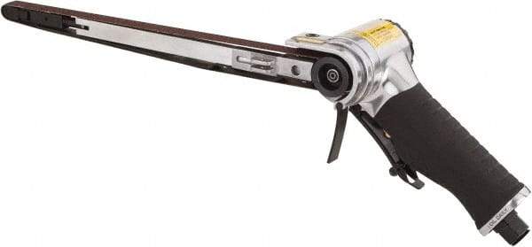 Value Collection - 1/2 x 24 Inch, 20,000 RPM Air Belt Sander - 0.45 Hp, 4 CFM Air Consumption, Rear Exhaust - Exact Tool & Supply