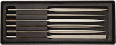 Value Collection - 6 Piece Needle Pattern File Set - Fine Coarseness, Set Includes Comprise, Pillar, Half Round, Crossing, Square, Round, Barrette - Exact Tool & Supply