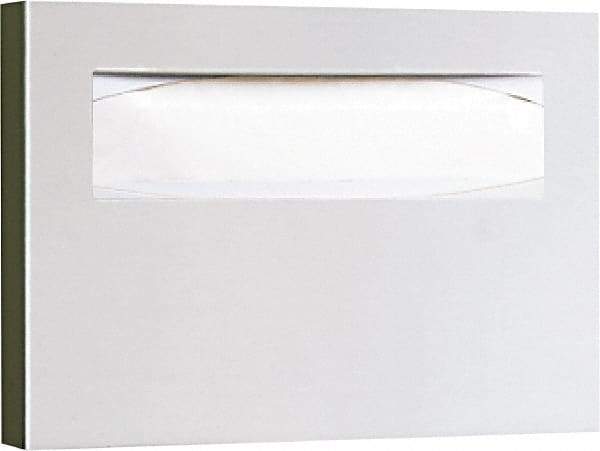 Bobrick - 250 Capacity Satin Stainless Steel Finish Stainless Steel Toilet Seat Cover Dispenser - 11" High x 15-3/4" Wide 2" Deep, Holds 2 Half Fold Sleeves - Exact Tool & Supply