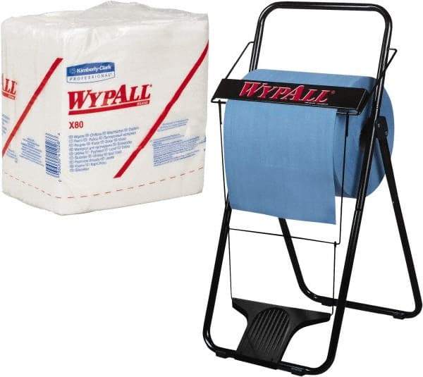 WypAll - X80 1/4 Fold Shop Towel/Industrial Wipes - Poly Pack, 12-1/2" x 12-1/2" Sheet Size, White - Exact Tool & Supply