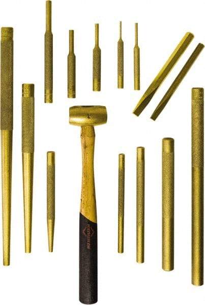 Mayhew - 15 Piece Punch & Chisel Set - 3/8 to 1/2" Chisel, 1/8 to 3/4" Punch, Round Shank - Exact Tool & Supply