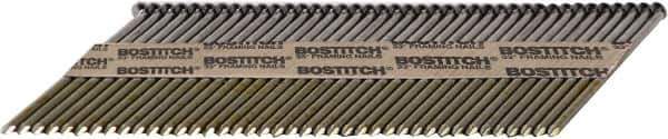 Stanley Bostitch - 11 Gauge 0.131" Shank Diam 3" Long Framing Nails for Power Nailers - Steel, Bright Finish, Smooth Shank, Angled Stick Paper Tape Collation, Round Head - Exact Tool & Supply