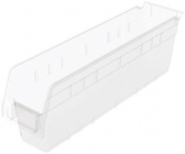 Akro-Mils - 17-7/8" Deep, Clear Polymer Hopper Shelf Bin - 6" High x 4-1/8" Wide x 17-7/8" Long - Exact Tool & Supply