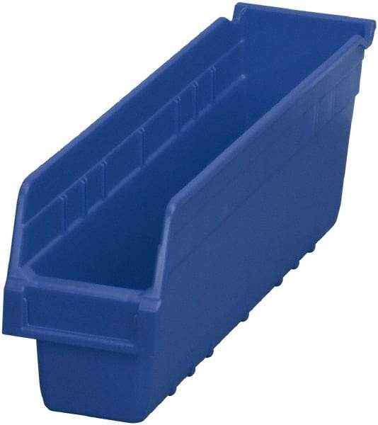 Akro-Mils - 17-7/8" Deep, Blue Polymer Hopper Shelf Bin - 6" High x 4-1/8" Wide x 17-7/8" Long - Exact Tool & Supply