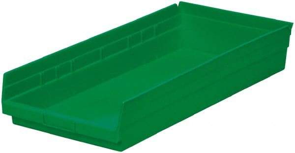 Akro-Mils - 513 Lb. Load Capacity, 23-5/8" Deep, Green Hopper Shelf Bin - 4" High x 11-1/8" Wide x 23-5/8" Long - Exact Tool & Supply