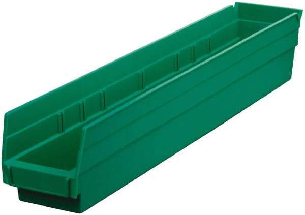 Akro-Mils - 199 Lb. Load Capacity, 23-5/8" Deep, Green Hopper Shelf Bin - 4" High x 4-1/8" Wide x 23-5/8" Long - Exact Tool & Supply