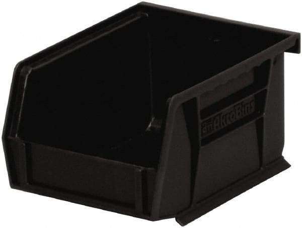 Akro-Mils - 10 Lb. Load Capacity, 5-3/8" Deep, Black Polymer Hopper Stacking Bin - 3" High x 4-1/8" Wide x 5-3/8" Long - Exact Tool & Supply