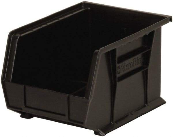 Akro-Mils - 50 Lb. Load Capacity, 10-3/4" Deep, Black Polymer Hopper Stacking Bin - 7" High x 8-1/4" Wide x 10-3/4" Long - Exact Tool & Supply