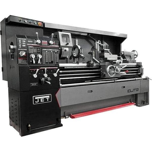 Jet - 17" Swing, 40" Between Centers, 230/460 Volt, Triple Phase Engine Lathe - 5MT Taper, 7-1/2 hp, 36 to 1,800 RPM, 3-1/8" Bore Diam, 44" Deep x 68" High x 94" Long - Exact Tool & Supply