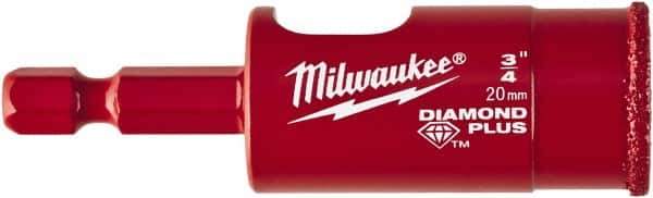 Milwaukee Tool - 3/4" Diam, 1-1/2" Cutting Depth, Hole Saw - Diamond Grit Saw, Continuous Edge - Exact Tool & Supply