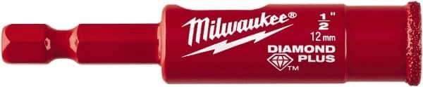 Milwaukee Tool - 1/2" Diam, 1-1/2" Cutting Depth, Hole Saw - Diamond Grit Saw, Continuous Edge - Exact Tool & Supply