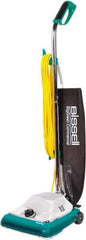 Bissell - Single Motor Upright Vacuum Cleaner - 12" Cleaning Width, 7.25" Amps, Fatigue-Fighting Hand Grip, Green & Black - Exact Tool & Supply