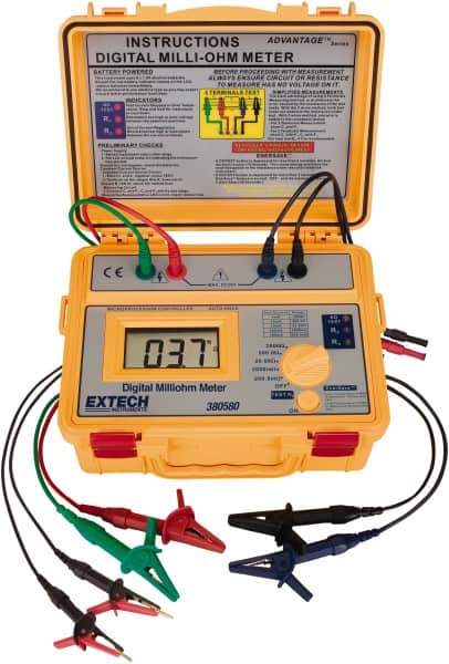 Extech - Digital LCD Display, 0.002 Megohm Electrical Insulation Resistance Tester & Megohmmeter - Powered by AA Battery - Exact Tool & Supply