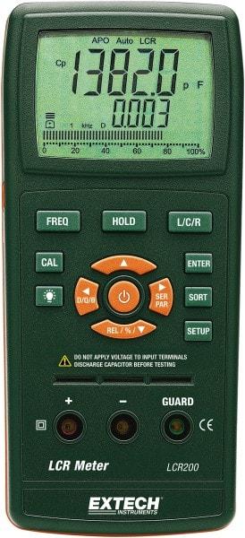 Extech - LCR200, Digital Passive Component LCR Multimeter - 200 mOhm, Measures Capacitance, Resistance - Exact Tool & Supply
