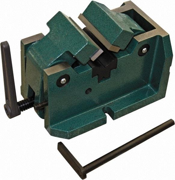 Interstate - 4" Jaw Width, 2-3/8" Max Jaw Opening, Manual Self Centering Vise - 11-27/64" OAL x 7-11/16" OAH - Exact Tool & Supply