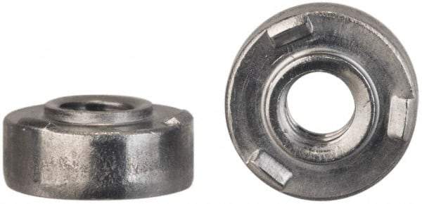 Electro Hardware - #10-32, 0.44" Body Diam, Round Head, Steel Weld Nut - 0.155" Pilot Height, 0.03" Min Panel Thickness, Copper Flash Finish - Exact Tool & Supply