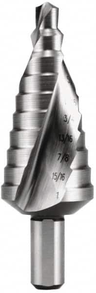 Hertel - 9 Hole Sizes, 13/32 to 1" Hole Diam High Speed Steel Step Drill Bit - Exact Tool & Supply